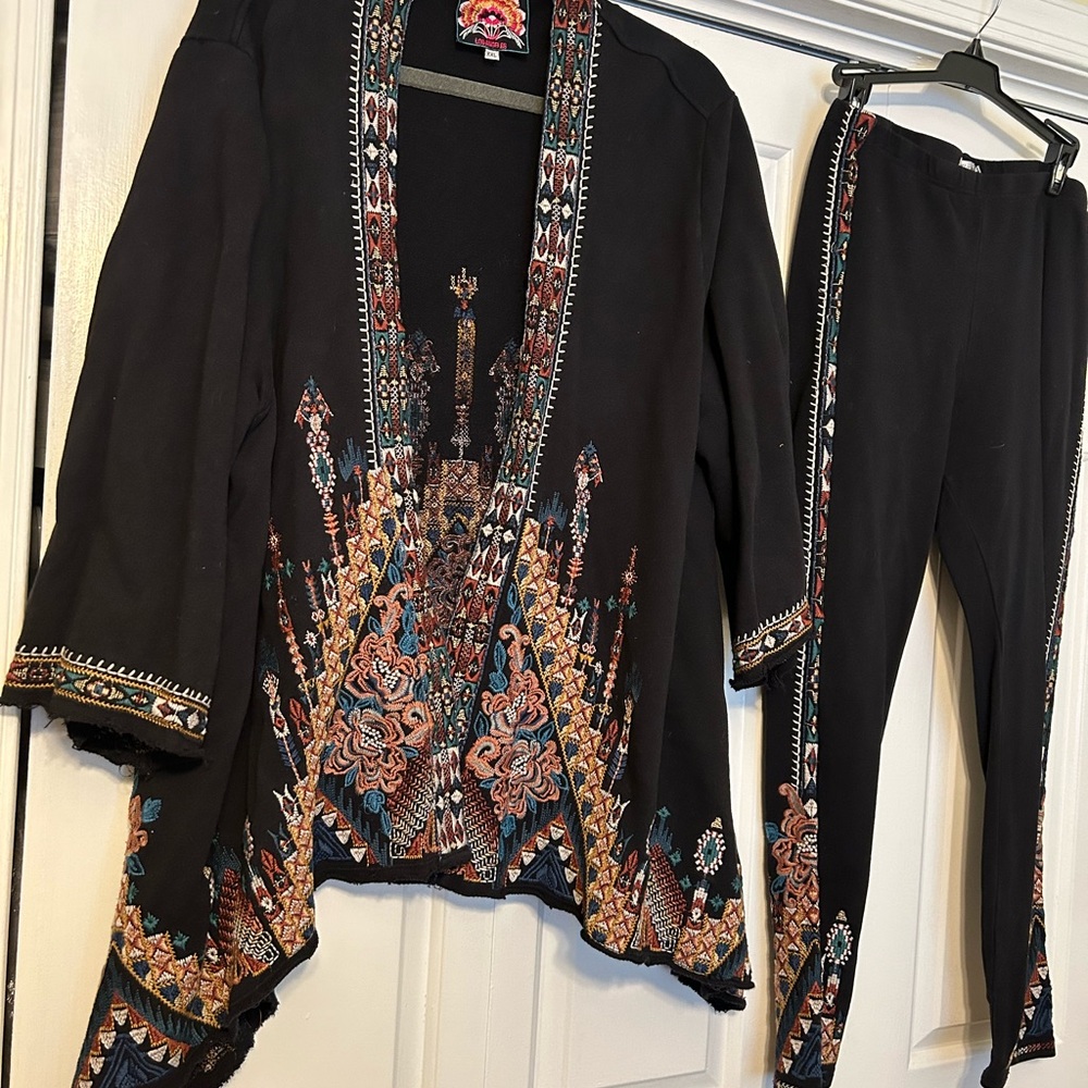 Great Johnny Was set - cotton open jacket XXL & leggings XL perfect for travel!